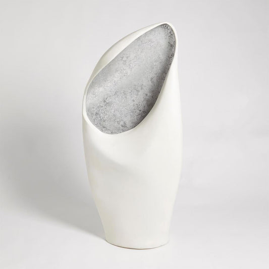 Global Views Cowl Large White with Silver Leaf Table Lamp