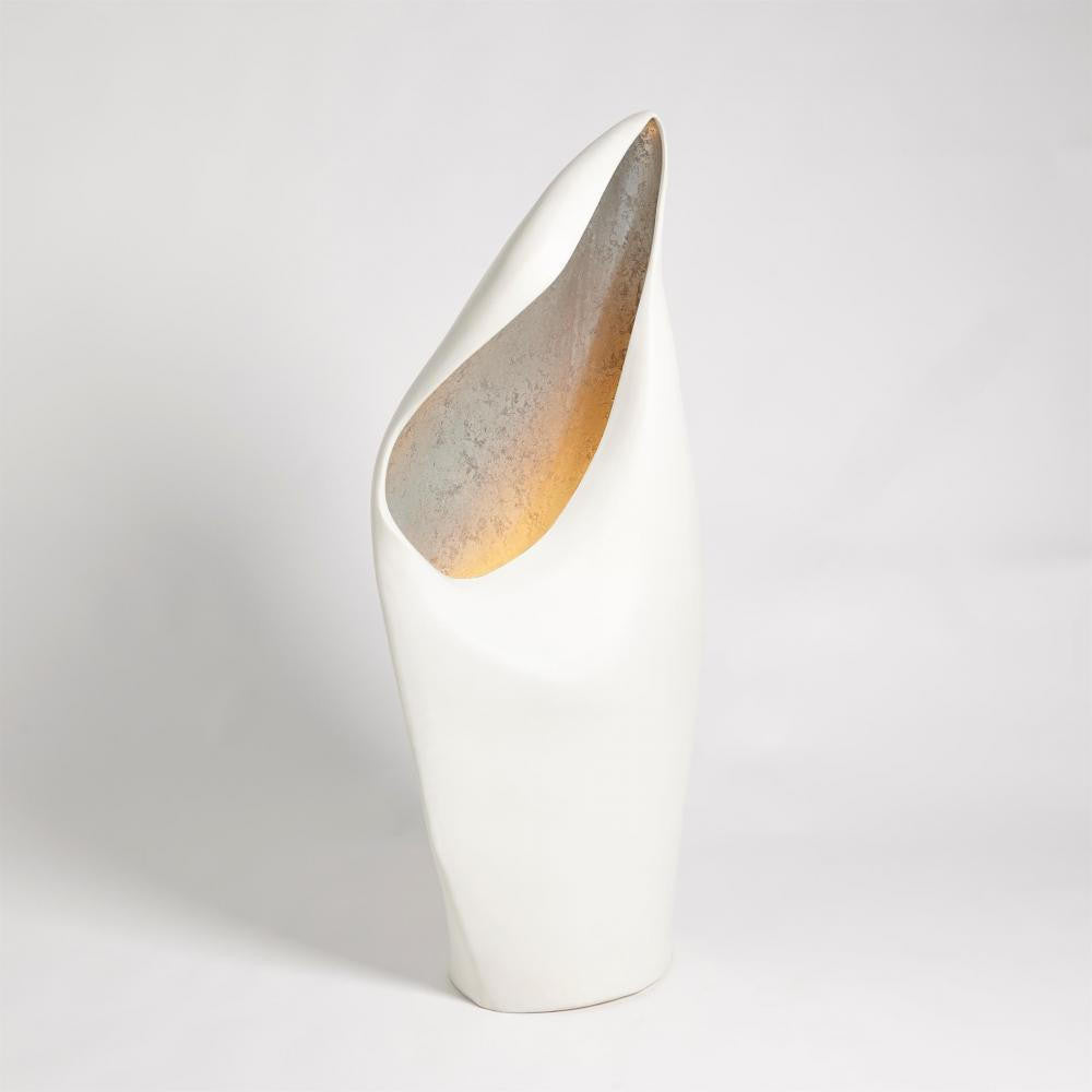 Global Views Cowl Large White with Silver Leaf Table Lamp