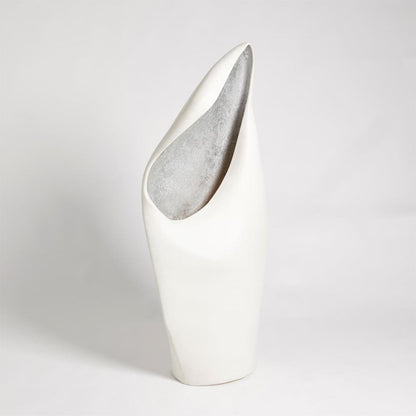 Global Views Cowl Large White with Silver Leaf Table Lamp