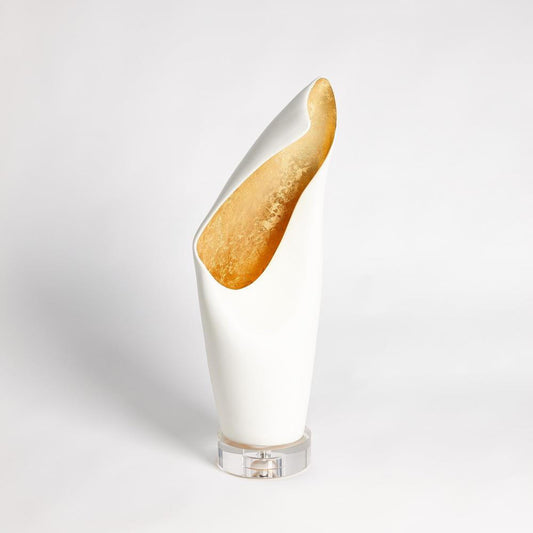 Cowl Lamp - White with Gold Leaf - Small