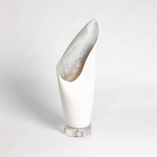 Cowl Lamp - White with Silver Leaf - Small