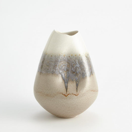 Global Views Cream Rises Dented Small Vase