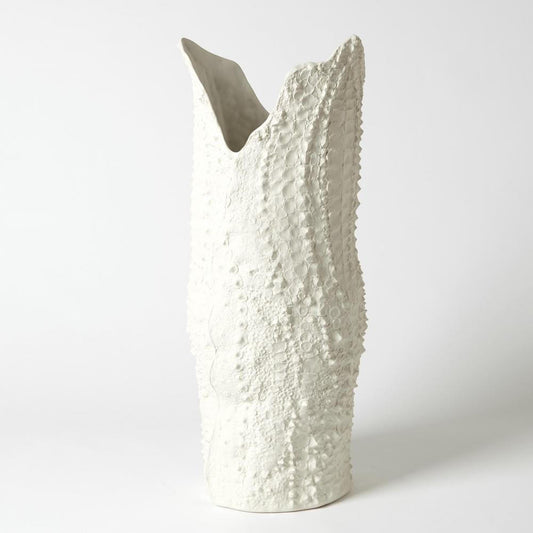 Global Views Crocodile Large Matte White Vase