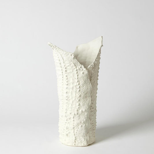 Global Views Crocodile Medium Matte White Vase