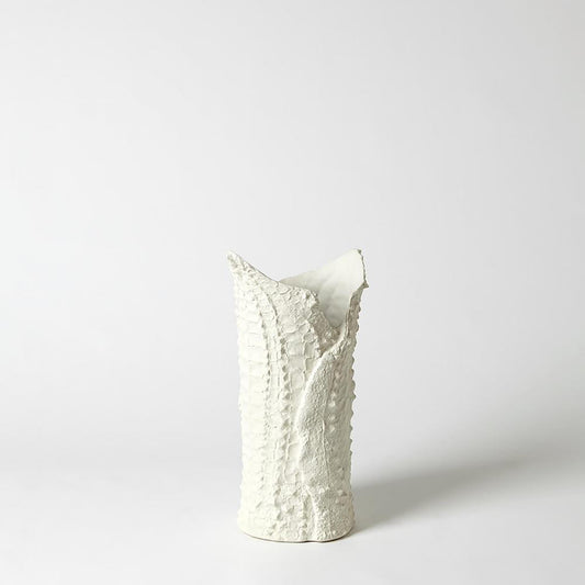 Global Views Crocodile Small Matte White Vase