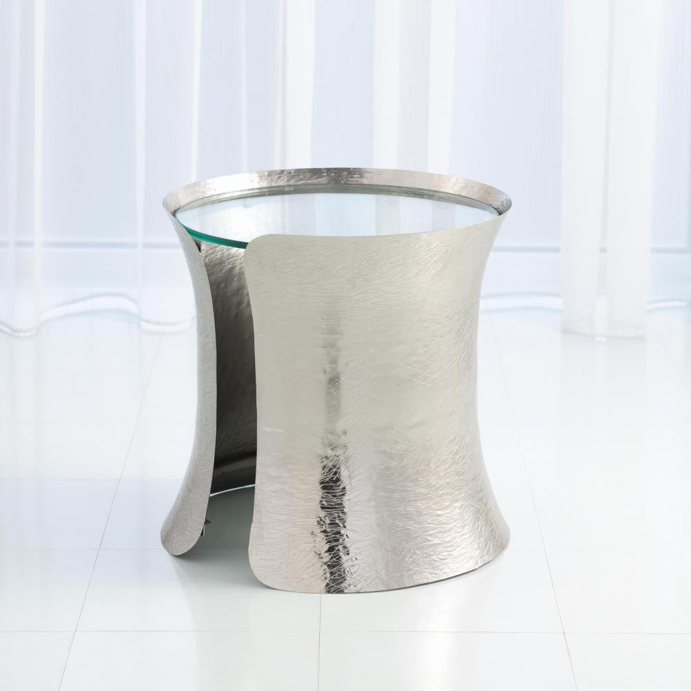 Global Views Cuff Nickel Lacquer Side Table