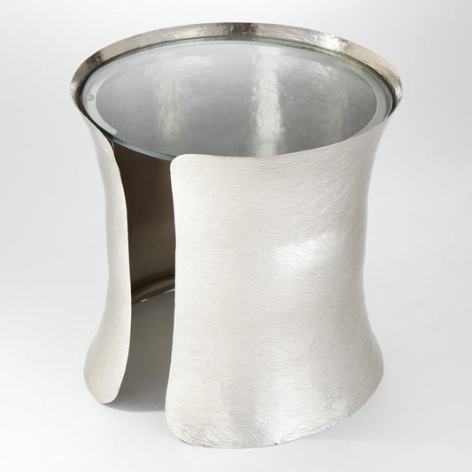 Global Views Cuff Nickel Lacquer Side Table