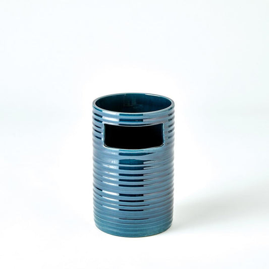 Global Views Cut Out Small Dark Blue Vase