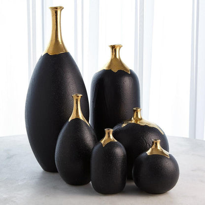 Global Views Dipped Large Golden Crackle/Black Slender Vase