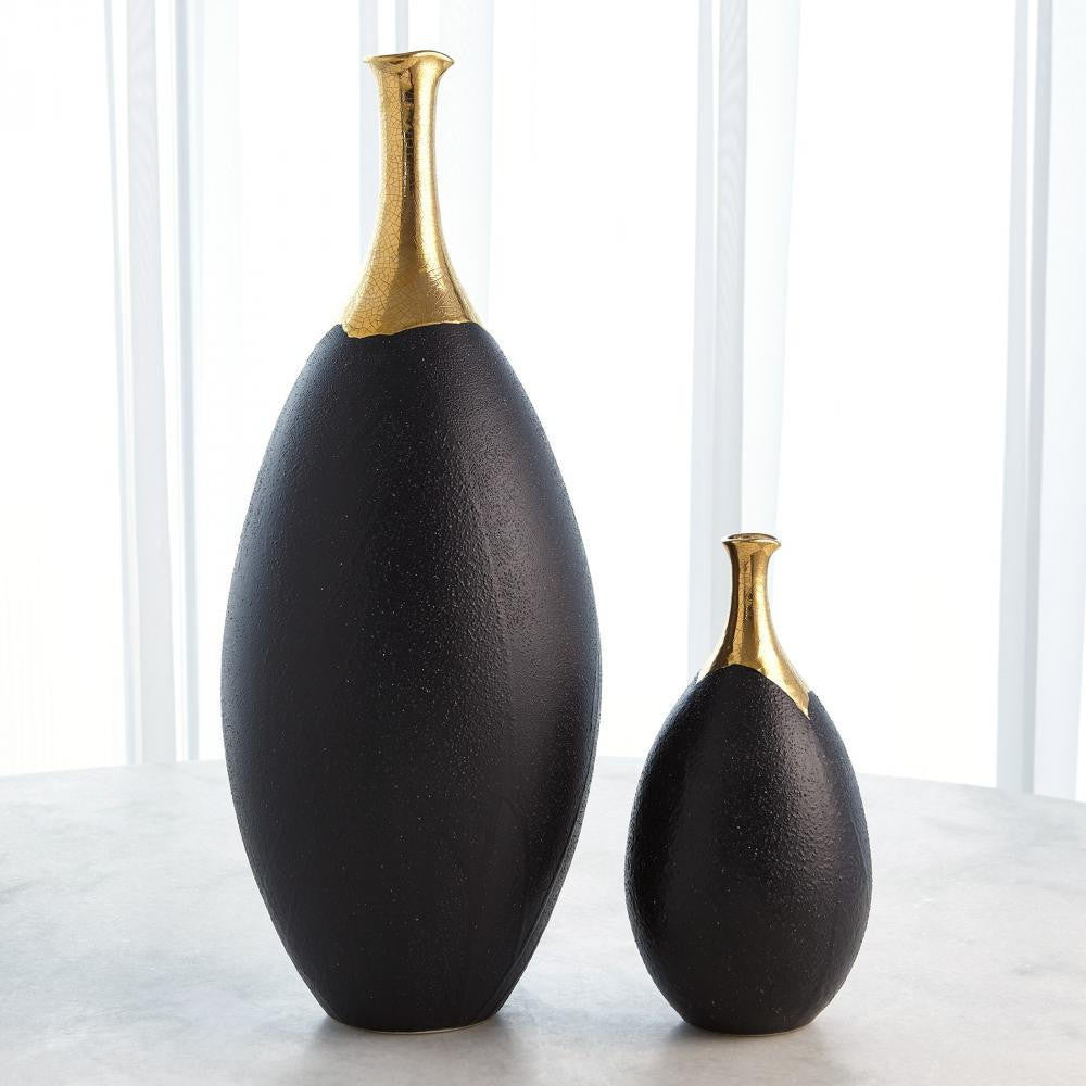Global Views Dipped Large Golden Crackle/Black Slender Vase