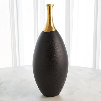 Global Views Dipped Large Golden Crackle/Black Slender Vase