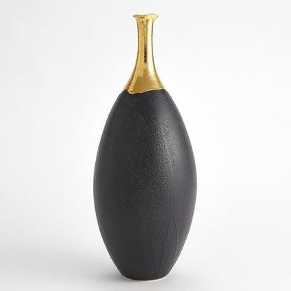 Global Views Dipped Large Golden Crackle/Black Slender Vase