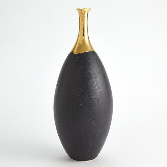 Global Views Dipped Large Golden Crackle/Black Slender Vase