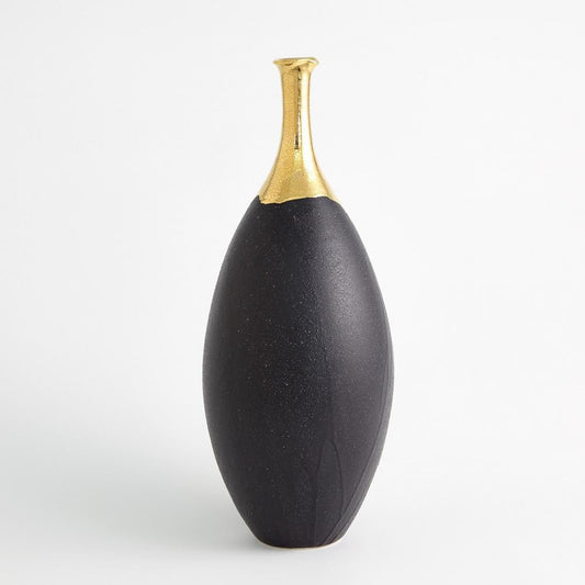 Global Views Dipped Large Golden Crackle/Black Slender Vase