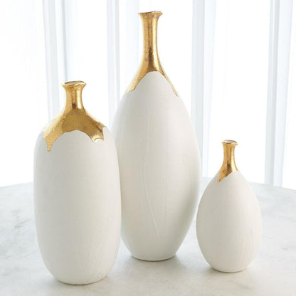 Global Views Dipped Large Golden Crackle/White Slender Vase