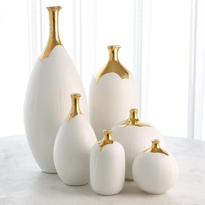 Global Views Dipped Large Golden Crackle/White Slender Vase