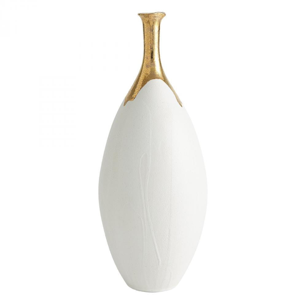 Global Views Dipped Large Golden Crackle/White Slender Vase