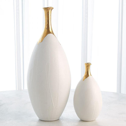 Global Views Dipped Large Golden Crackle/White Slender Vase