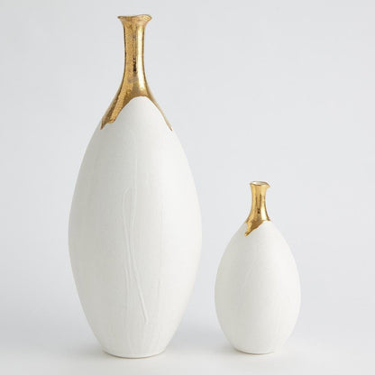 Global Views Dipped Large Golden Crackle/White Slender Vase