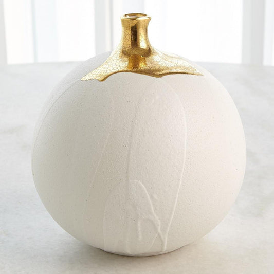 Global Views Dipped Large Golden Crackle/White Sphere Vase