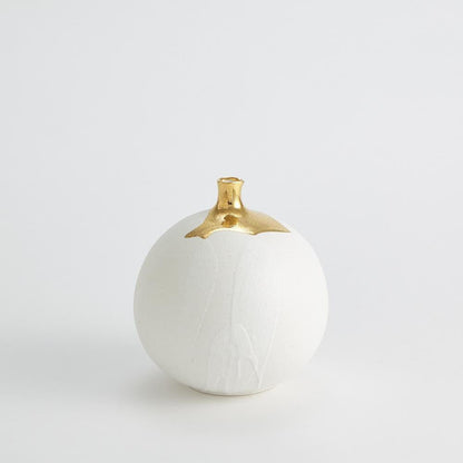 Global Views Dipped Large Golden Crackle/White Sphere Vase