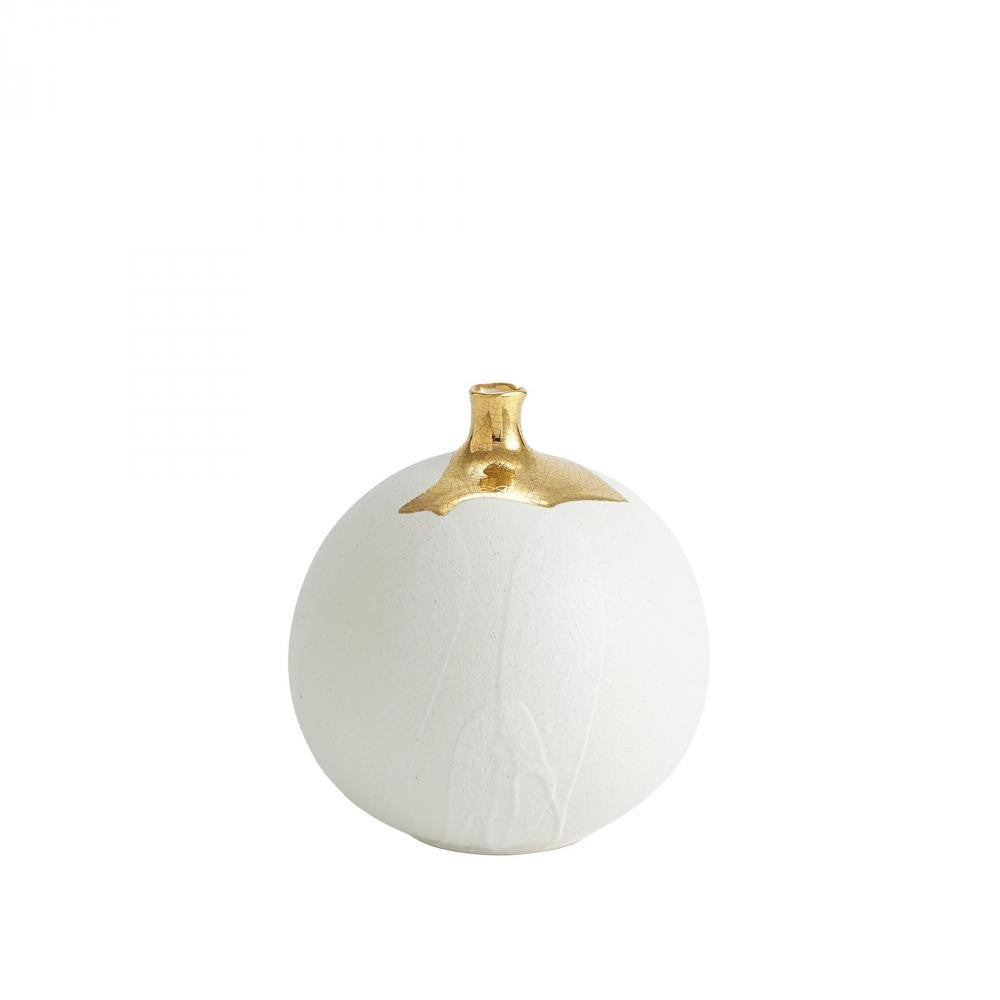 Global Views Dipped Large Golden Crackle/White Sphere Vase