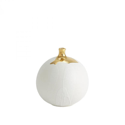 Global Views Dipped Large Golden Crackle/White Sphere Vase