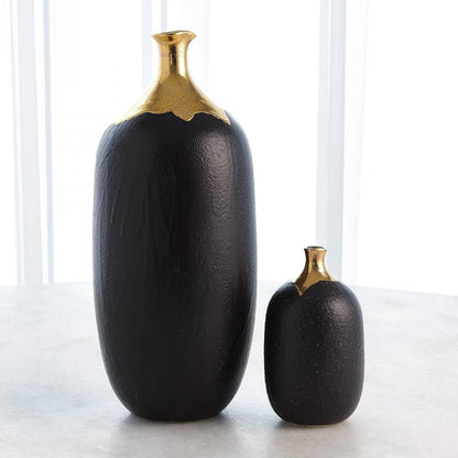 Global Views Dipped Small Golden Crackle/Black Cylinder Vase