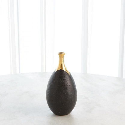Global Views Dipped Small Golden Crackle/Black Slender Vase