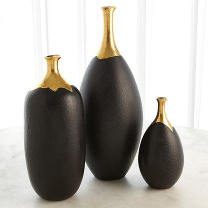 Global Views Dipped Small Golden Crackle/Black Slender Vase