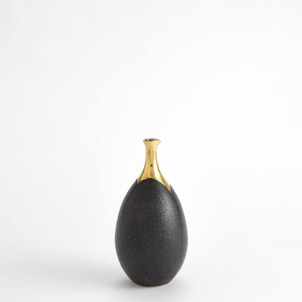 Global Views Dipped Small Golden Crackle/Black Slender Vase