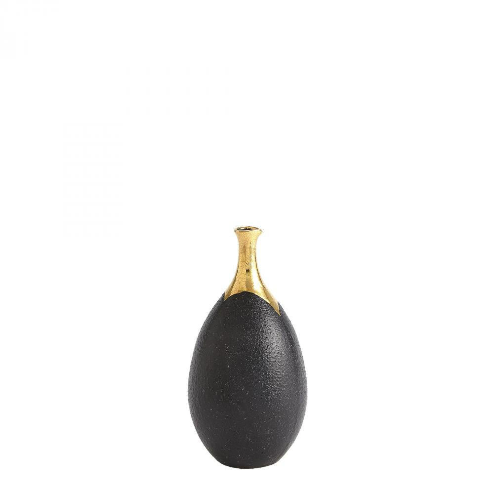 Global Views Dipped Small Golden Crackle/Black Slender Vase
