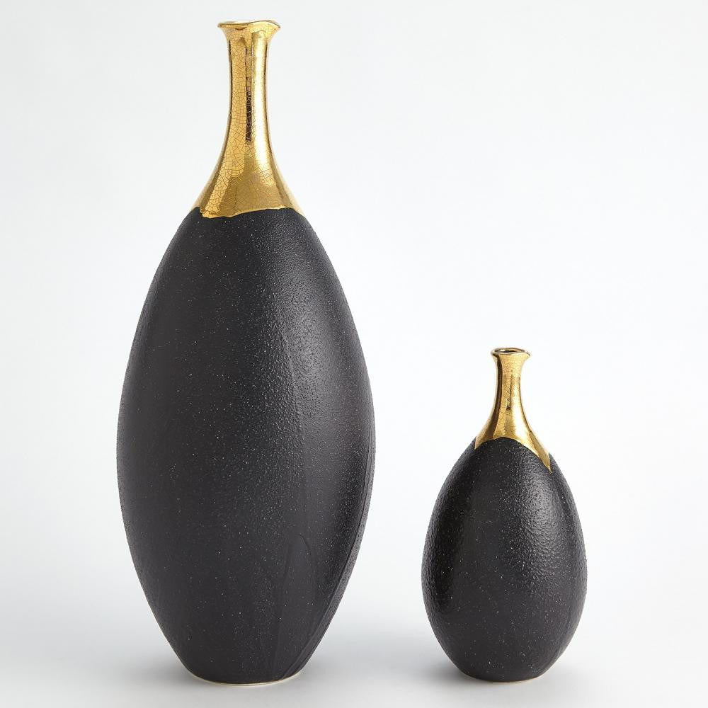 Global Views Dipped Small Golden Crackle/Black Slender Vase
