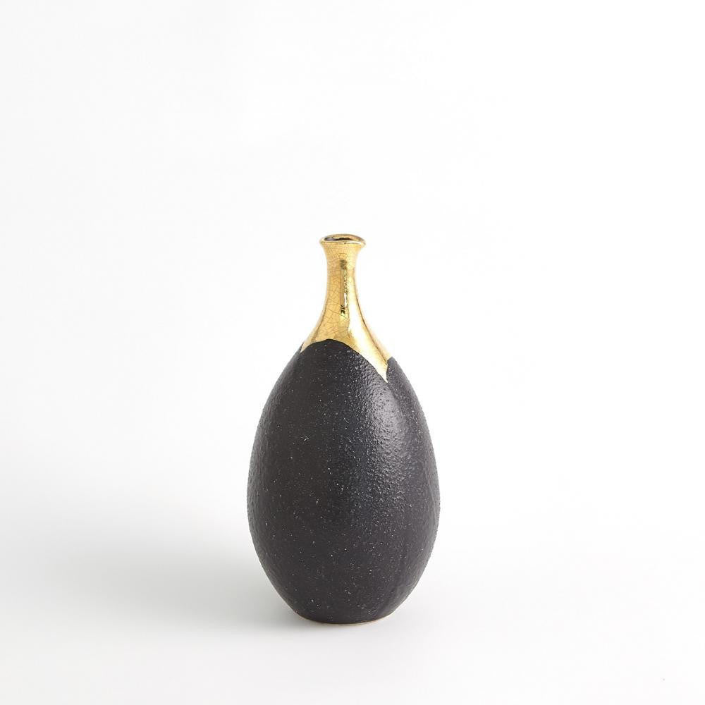 Global Views Dipped Small Golden Crackle/Black Slender Vase
