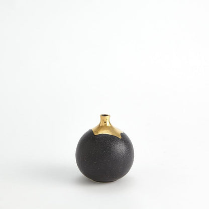 Global Views Dipped Small Golden Crackle/Black Sphere Vase