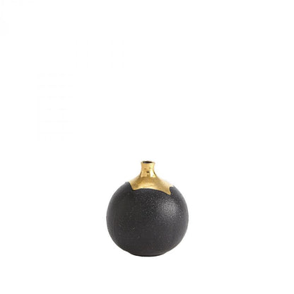 Global Views Dipped Small Golden Crackle/Black Sphere Vase