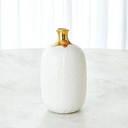 Global Views Dipped Small Golden Crackle/White Cylinder Vase