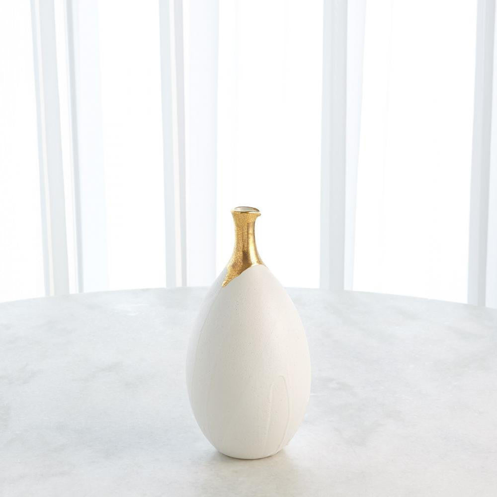 Global Views Dipped Small Golden Crackle/White Slender Vase