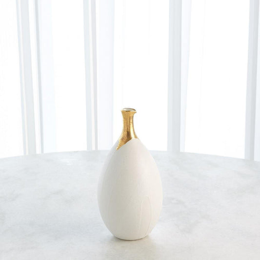Global Views Dipped Small Golden Crackle/White Slender Vase