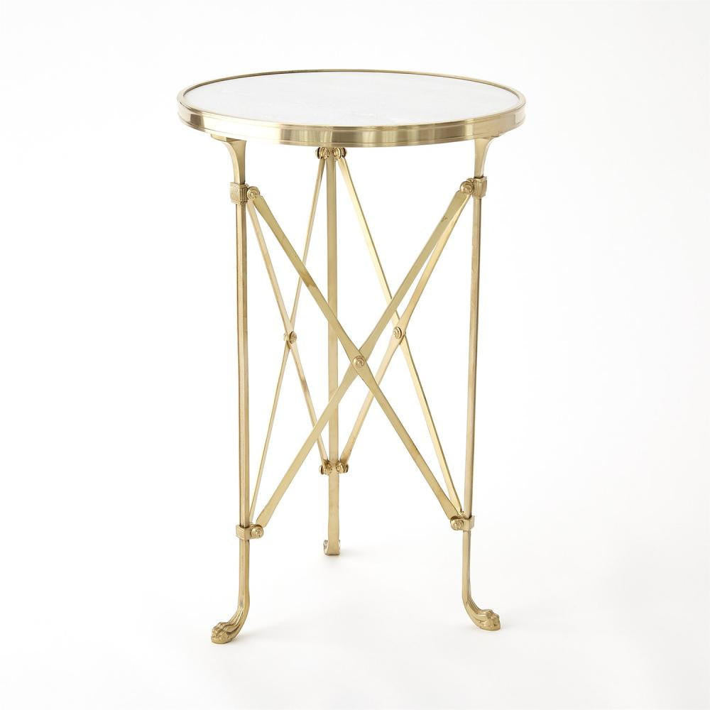 Global Views Directoire Brass/White Marble Table
