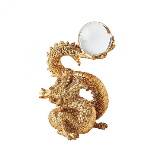Global Views Dragon Holding Gold Leaf Sphere