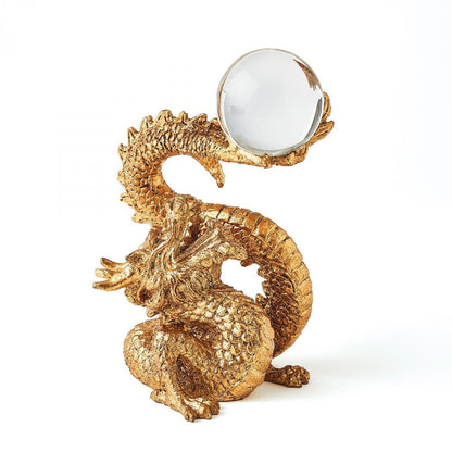 Global Views Dragon Holding Gold Leaf Sphere
