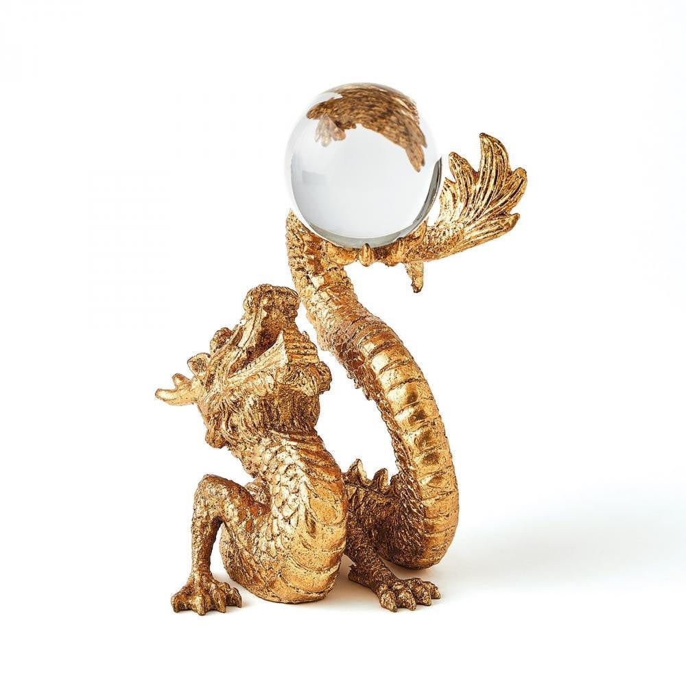 Global Views Dragon Holding Gold Leaf Sphere