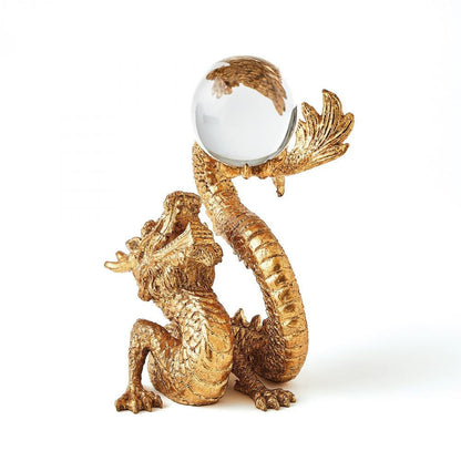 Global Views Dragon Holding Gold Leaf Sphere