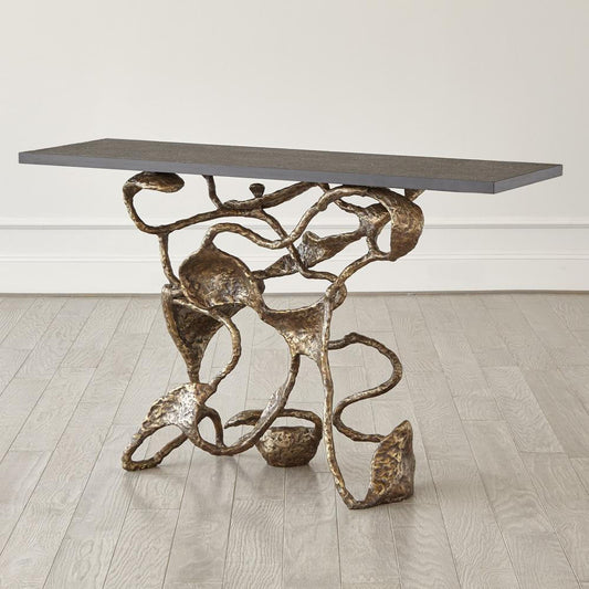 Global Views Drift Faux Bronze Console