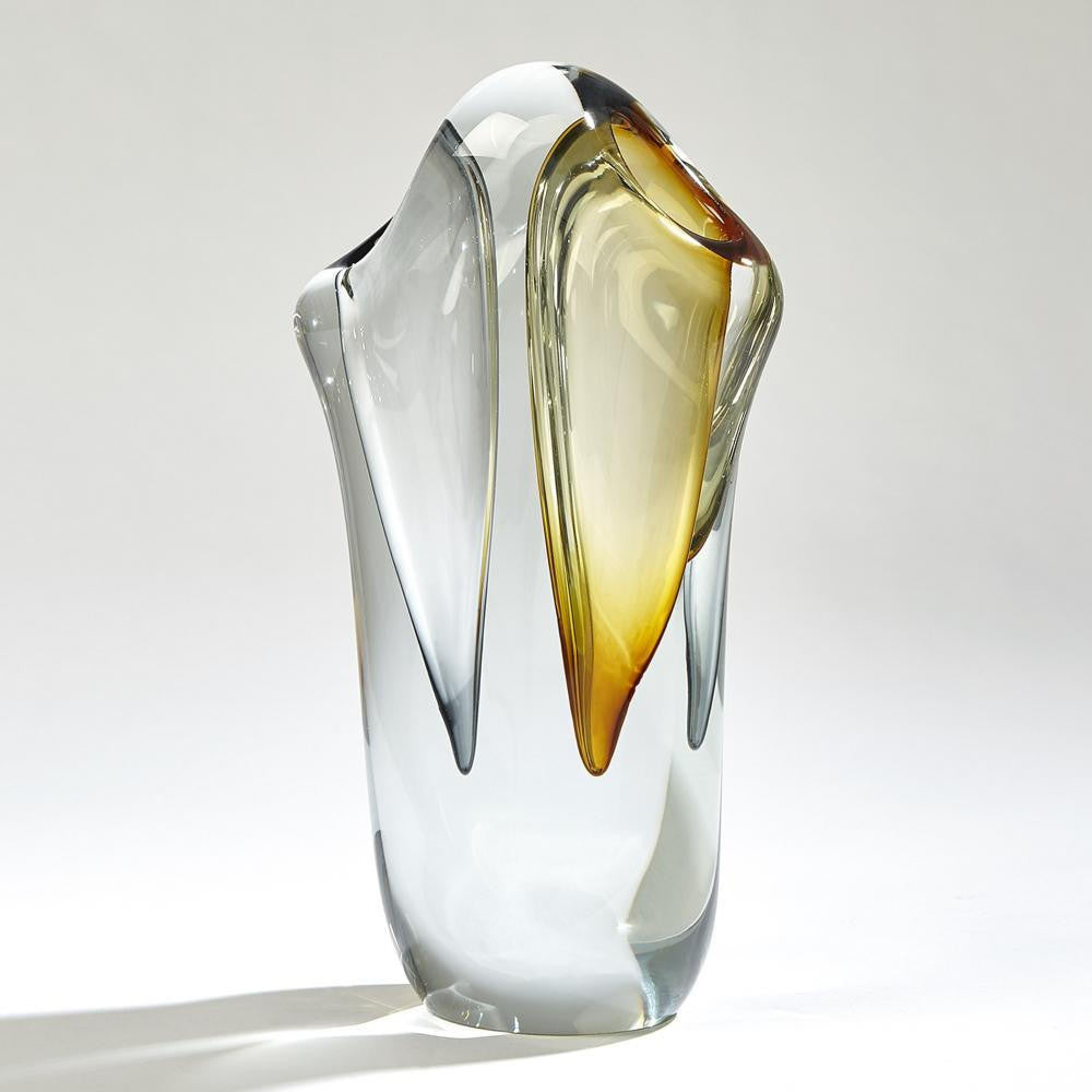 Global Views Duet Large Amber/Grey Vase