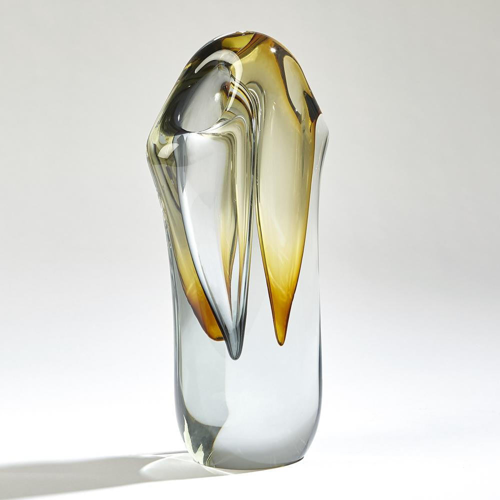 Global Views Duet Large Amber/Grey Vase