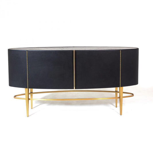 Global Views Ellipse Sideboard Ebony, Brushed Brass, Black Lacquer