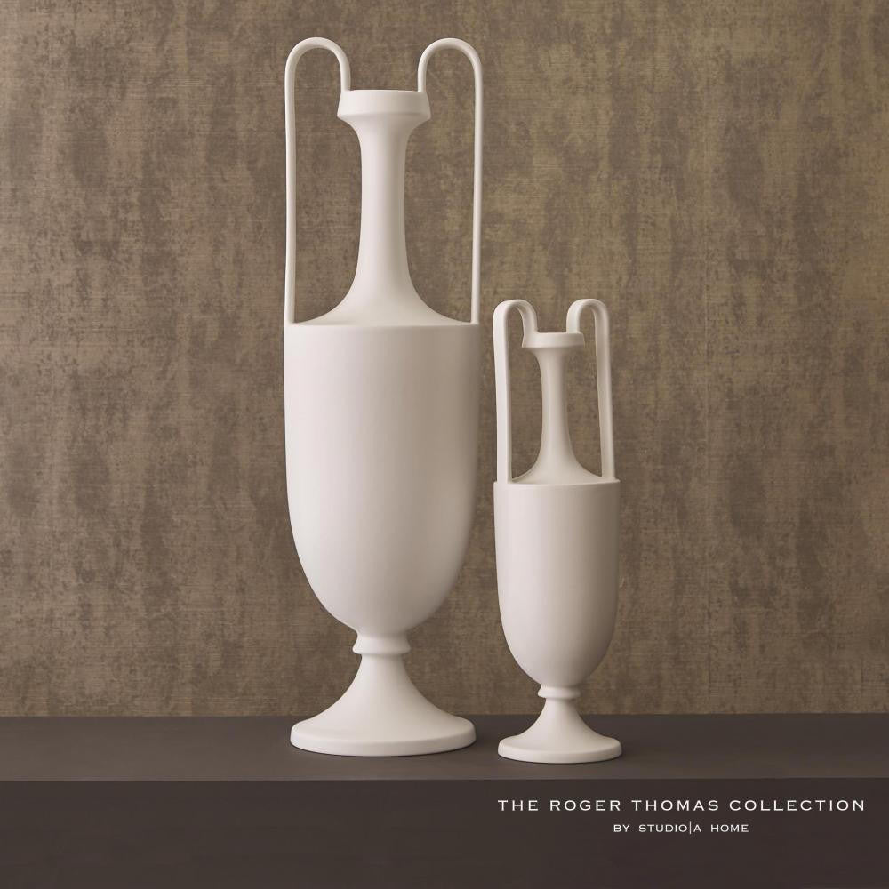 Global Views Elongated Grecian Large Matte White Amphora
