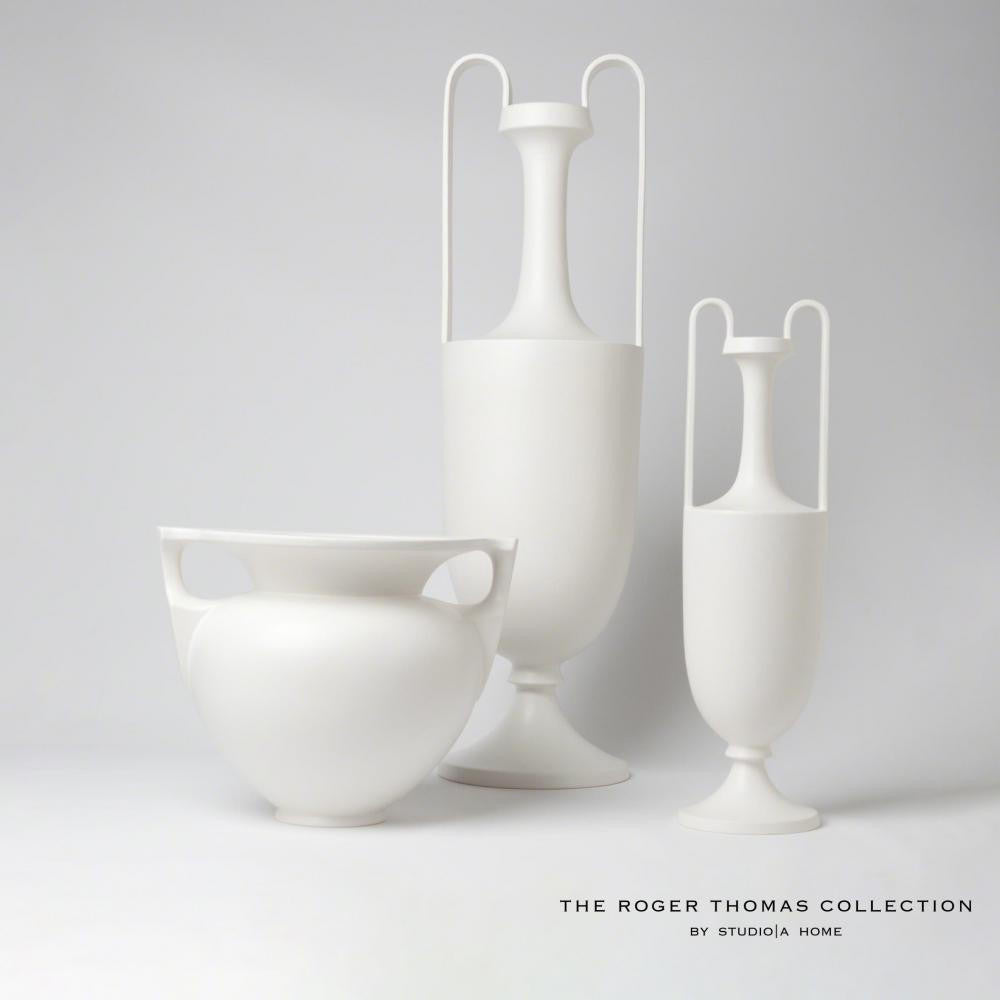 Global Views Elongated Grecian Small Matte White Amphora